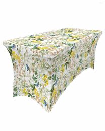 Table Skirt Plant Flowers Leaves Butterfly Elastic Wedding Birthday Decoration Tablecloth For Party