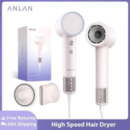 Hair Dryers ANLAN high-speed hair dryer for fast drying low noise negative ion 120000 RPM motor professional hair care magnetic nozzle dryer Q240522