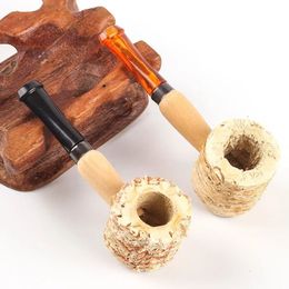 Corn Cob Smoking Pipe Mini Disposable Natural Corncob Herb Tobacco Hammer Spoon Cigarette Filter Pipes Tools 85mm Length Smoke Accessories