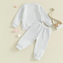 Clothing Sets Toddler Boy Sweatshirt And Pants Set Baby Long Sleeve Embroidered Letter Shirt Tops Solid Color Jogger Outfits