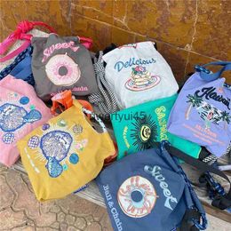 Shoulder Bags Cute Mini Eco Bags for Women Handbags Cake Embroidery Donut Rabbit Shoulder Bag Candy Color Nylon Clutch Purses Female H24523