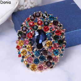 Brooches Donia Jewellery Fashion Large Stained Glass Oval Brooch Christmas Gift Ladies Coat Scarf Accessories Alloy