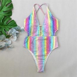 Women's Swimwear Colour Snake Skin Print Backless One Piece Sexy Swimsuit Women 2024 High Cut Bathing Suit Summwear Hollow Out Monokini