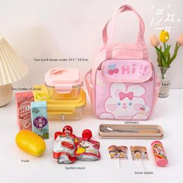 Storage Bags Lunch Container Pouch Creative Girls Cute Bear Box Tote Waterproof Large Capacity For Kids Student Travel