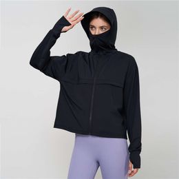 Lu Align Gym Workout UV Protection Women Full Zipper Yoga Tops Long Sleeve Lightweight Sports Jackets Fiess Gym Wear Lemon LL