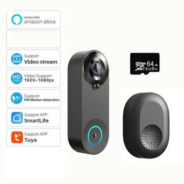 Tuya Smart Video Doorbell Camera 4400mAh Battery 1080P WiFi Intercom Door Bell Cam TwoWay Audio with Alexa Echo Show Home 240516