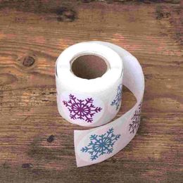 Storage Bottles 2 Roll Christmas Label Stickers Snowflake Sealing Labels Decorative Favours For Cookie Bags Gift Cards