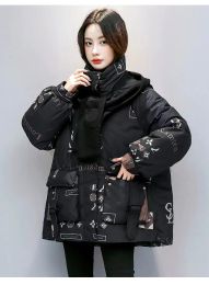 Womens Down Parkas Coats Designer Women Black Letter Print Hooded Scarf Duck Coat Winter Drop Delivery Apparel Clothing Outerwear Dhl7O