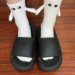 Women Socks 2 Pairs Magnetic With Hands Men Funny Cute Cartoon Cotton Couple Mid-tube For Gifts