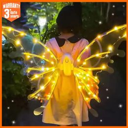 Halloween Childrens Electric Butterfly Wing Elf Wing Clothing Magic Led Batwing Role Playing Dress up Childrens Cats and Dogs 240522