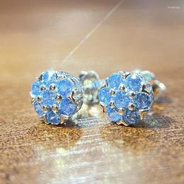 Stud Earrings Original Design Mini Fancy Color Diamond Multicolor Flower Mix And Match Style Party Wedding Banquet Silver Jewelry