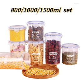 Storage Bottles 800-1500ml Sets Kitchen Sealed Jar Plastic Stackable Food Box Multigrain Tank Bottle Dried Fruit Tea Containers