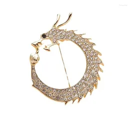 Brooches Vintage Year Chinese Style Brooch Animal Dragon Lapel Pins For Women And Men Rhinestone Crystal Corsage Accessories Gifts