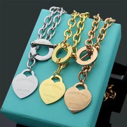 New OT Button Love Charm Bracelet Necklace Set Classic T Letter Designer Couple Set Fashion Men and Women Jewellery Gift 209H