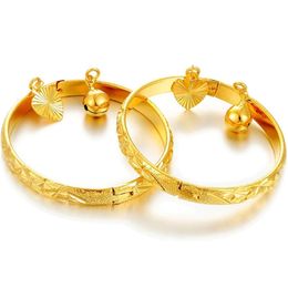 Birthday Gifts for Baby Boys Girls 18K Gold plated Babies to toddlers Little Bangles Bracelet Stars Bells Heart Jewelry 240507