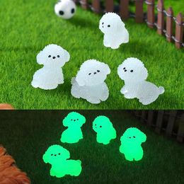 Mini Luminous Poodle Dog Figurines Miniature Craft Fairy Garden DIY Kid Bedroom Living Room Car Ornament Home Desktop Decoration 240523