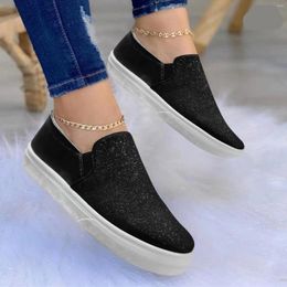 Casual Shoes Ladies Fashion Solid Colour Leather Sequin Low Top Large Size Flat Sandals For Women Summer 2024