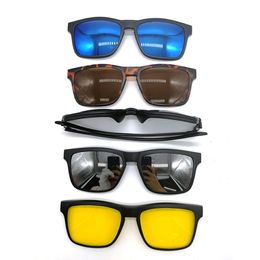 Magnetic 5Pcs Polarised Clip-on Sunglasses Plastic Frame for Night Driving 315i