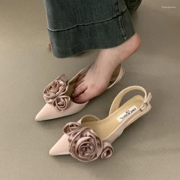 Casual Shoes Flower Sexy Women Sandals Summer Pointed Toe Slippers Mules Designer 2024 Dress Flip Flops Female Zapatillas Slides