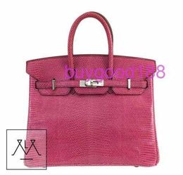 10A Biridkkin Designer Delicate Luxury Women's Social Travel Durable and Good Looking Handbag Shoulder Bag Bag 25cm Exotic Skin Fuchsia Pink 100 Authentic