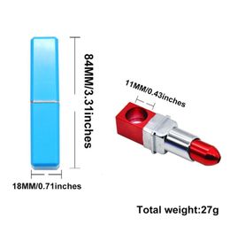 Portable Lipstick Shaped Metal Smoking Pipes Tobacco Cigarette Women Mini Pipes Fashion Lip stick for Lady Girl Christmas Gifts 3 6710106