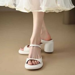 Dress Shoes Womens round toe thick sole high slider new style straight line fashionable external slide H240527 WEVM