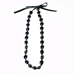 Chains Nut-Leis Graduation Beads Lei-Necklaces Black Necklace With Flower Pattern Leis Class Of 2024 For Men Women