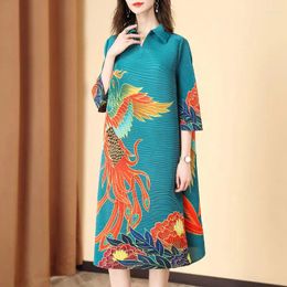 Casual Dresses Style Miyake Pleated Fashion Mother's Dress Spring And Summer Chinese Retro Loose