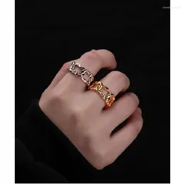 Cluster Rings 925 Sterling Silver Gold-Plated Japanese And Korean Chain Wild Ring Niche Design Girl Open Jewelry