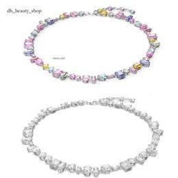 Swarovskis Necklace Sailormoon Flowing Light Colorful Candy Necklace for Women Using Swallow Element Crystal Rainbow White Snake Bone Chain top quality 24ss 950