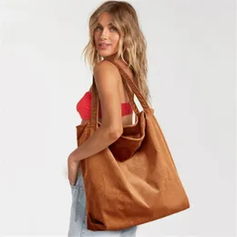 Evening Bags Corduroy Bag For Women 2024 Shoulder Shopper Girls Handbags Zipper Eco Environmental Storage Large Capacity Winter Tote