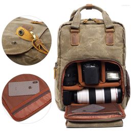 Backpack Vintage Camera For DSLR Pography Business 14" Laptop Bags Endurax Water Resistant Waxed Canvas Fit Lenses