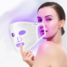 Silicone LED Mask Face Neck 4 Colours LED Light Photon Therapy Flexible Facial Mask Skin Rejuvenation Anti-aging Device FDA Approved Wholesale
