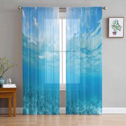 Curtain Ocean Summer Wallpaper Sunshine Tulle Curtains For Living Room Bedroom Children Decor Sheer