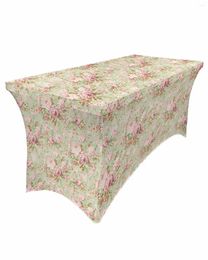 Table Skirt Flower Retro Elastic Wedding Birthday Decoration Tablecloth For Party
