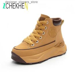 Casual Shoes High Quality Leather Women Spring Autumn Ankle Mid Calf Booties Spring Autumn Platform Wedge Sneakers Female Boots Shoes Q240523