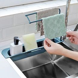 Kitchen Storage Retractable Sink Drain Rack Sponge Cloth Shelf Multifunctional Bathroom Accessories Organiser And Container