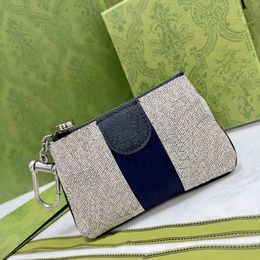 Top Quality Women Men Ophidia Key Case Wallet Designer Card Holder Calf Leather Mini Purse Handbag with Box 345J