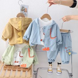 Clothing Sets Kids Boys Cartoon Jackets Long Sleeve Shirts Pants 3Pcs Children Clothes Spring Autumn Casual Hooded Coats Three-Piece Suit