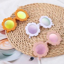 Sunglasses Sun Flower Kids Sunglasses UV400 for Boy Girls Toddler Lovely Baby Sun Glasses Round Cute Children Outdoor Eyewear Y240523