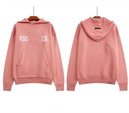 Men Women Hoodies Sweatshirts ES Letter Long Sleeve Hoody Knit Hooded Sweater Pullover Casual Oversize Knitted Jumper Pink5493536