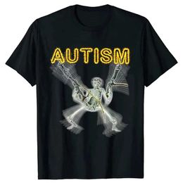 Men's T-Shirts Retro Autism Skeleton Interesting Mens T-shirt Neurotic Autism Awareness Support Graphic T-shirt Halloween Gift Mens Clothing S2452322