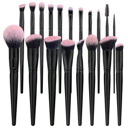 Black Colour Cosmetic Makeup Brushes 18 Pack with Cosmetic Storage Bags Soft Fibre Powder Brush Eye Lash Brush