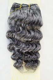 Salt N pepper Gray silver remy deep wave 100%human hair silver grey weft bundles weave hair extensions for sewing briding 100g