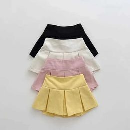 Skirts Skirts Girls Ski Solid Colour Folded Ski Shorts 2023 Summer New Fashion Sweet Casual Simple Childrens Cute Mini Ski Shorts Culotes WX5.21