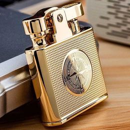 Lighters New Windproof Retro Brass Cigar Lamp Cigar Lamp Mens Smoking Accessories Small Tools Metal Luxury Kerosene Lamp Waterproof Q240522