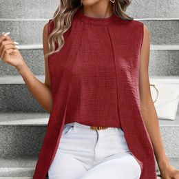 Women's Blouses Breathable Summer Top Stylish Tank Tops Loose Fit Shirts For Women With Irregular Hem Cap Sleeves Daily Wear Shirt