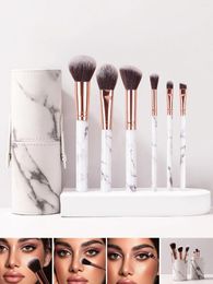 Makeup Brushes 7PCSMulti-functional Brush Set With Marble Design Including Facial Contouring Blush And Ultra Fine Eyeshadow