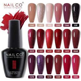 NAILCO 15ml Gel Nail Polish Semipermanent Hybrid Varnish Black Red Color Art UV Supplies For Professionals 240510