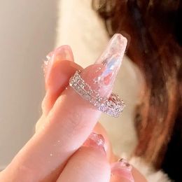 Cluster Rings 3Pcs/Set Y2K Styletrendy Open Heart Finger For Women Girls Kpop Sweet Cool Trendy Aesthetic Jewellery Gifts Drop Delivery Ota0D